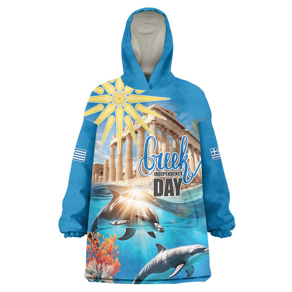 Greece Independence Day 25th March Wearable Blanket Hoodie Scenery in Greece