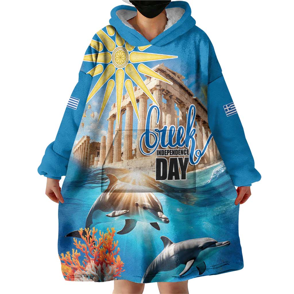 Greece Independence Day 25th March Wearable Blanket Hoodie Scenery in Greece
