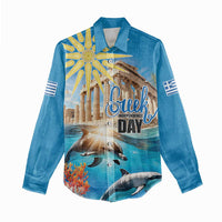 Greece Independence Day 25th March Women Casual Shirt Scenery in Greece
