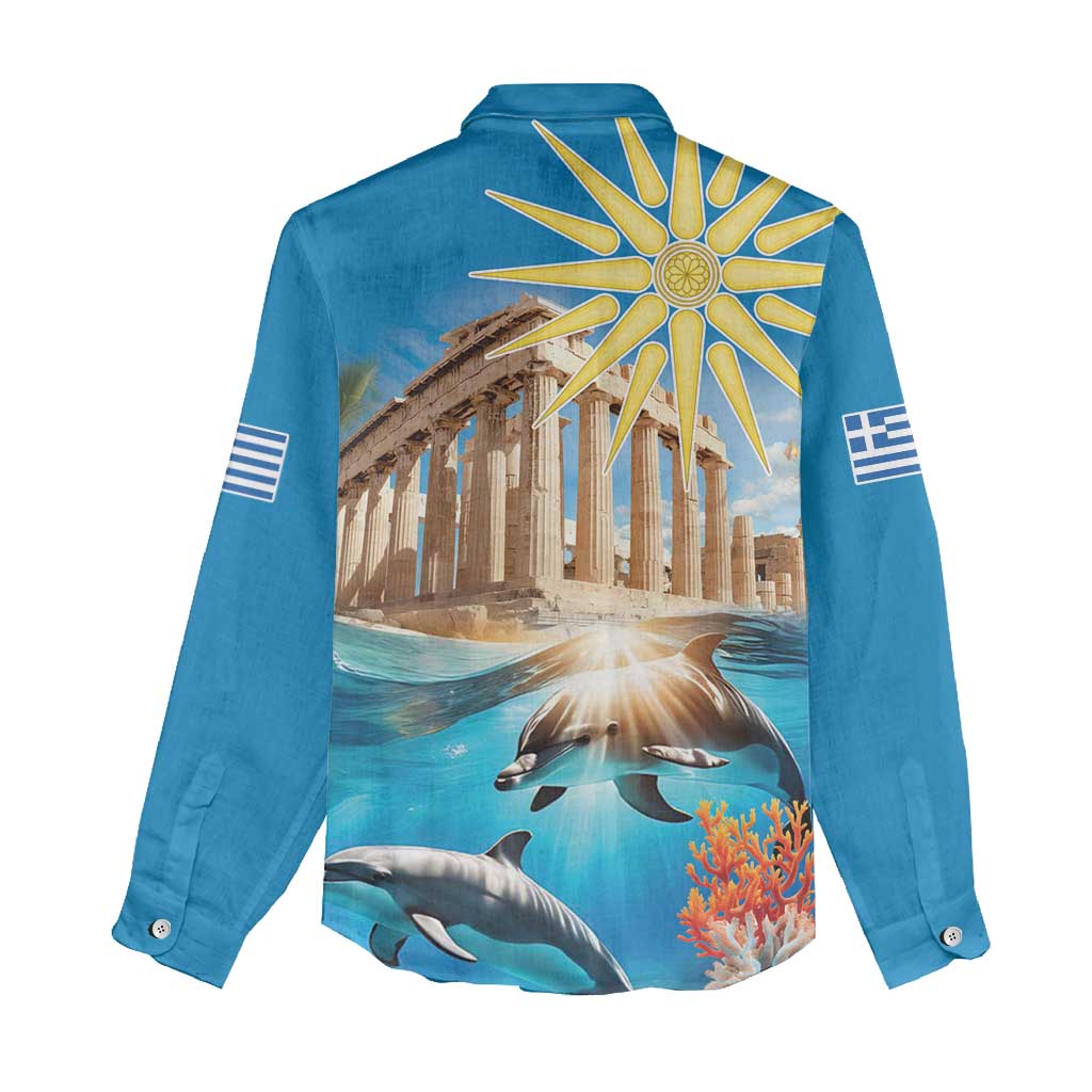 Greece Independence Day 25th March Women Casual Shirt Scenery in Greece