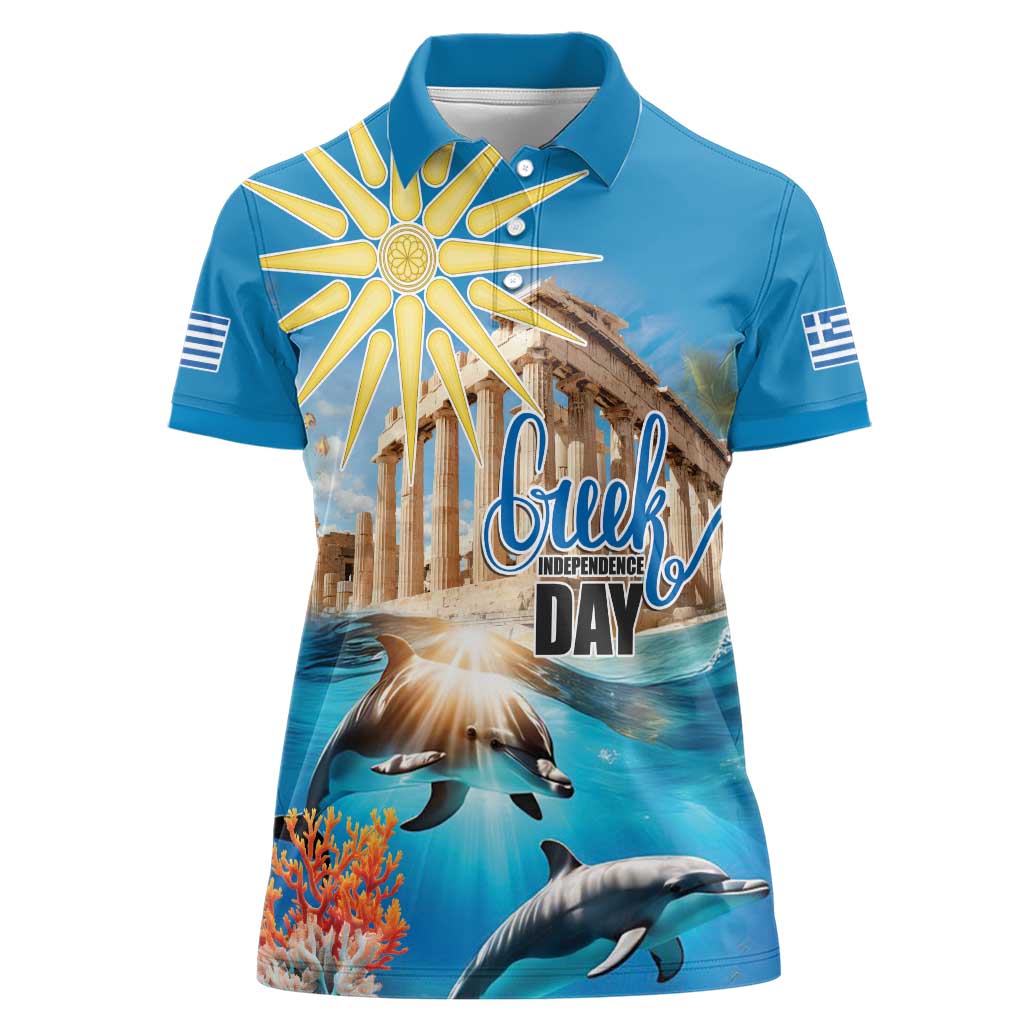 Greece Independence Day 25th March Women Polo Shirt Scenery in Greece