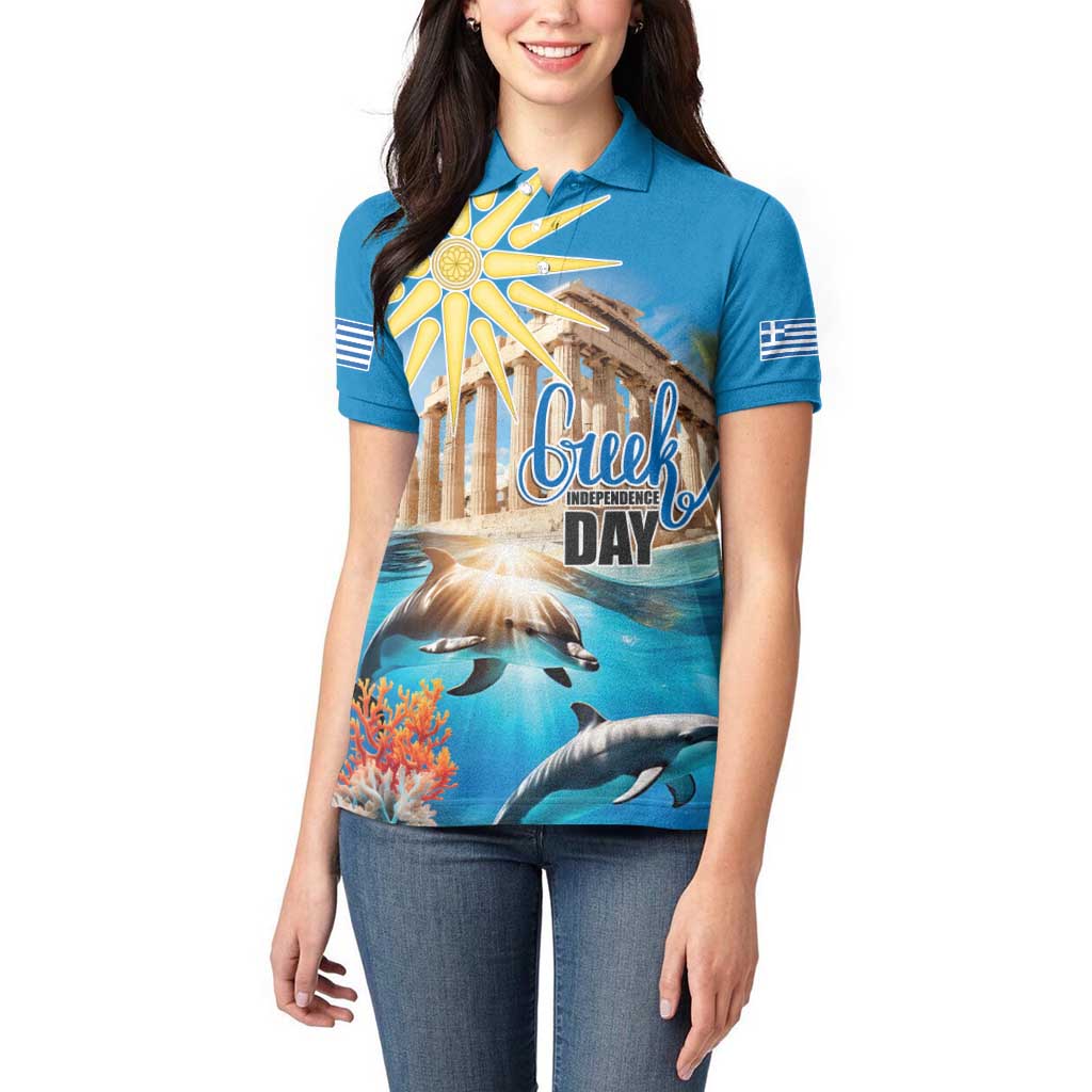 Greece Independence Day 25th March Women Polo Shirt Scenery in Greece