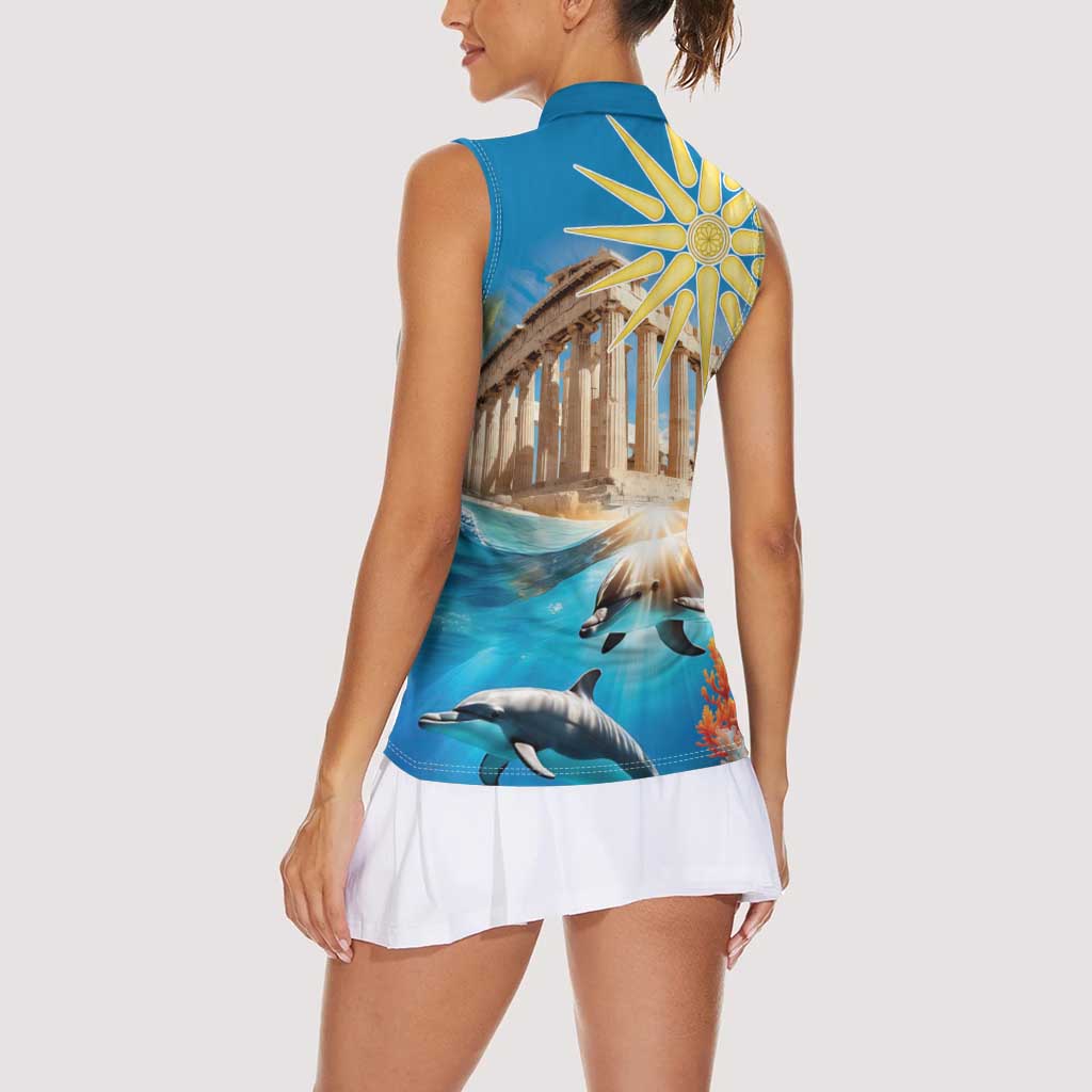 Greece Independence Day 25th March Women Sleeveless Polo Shirt Scenery in Greece