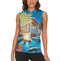 Greece Independence Day 25th March Women Sleeveless Polo Shirt Scenery in Greece
