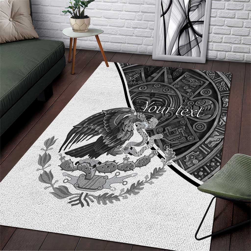 Personalized Mexico Aztec Calendar Area Rug Flag and Coat of Arms