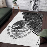 Personalized Mexico Aztec Calendar Area Rug Flag and Coat of Arms