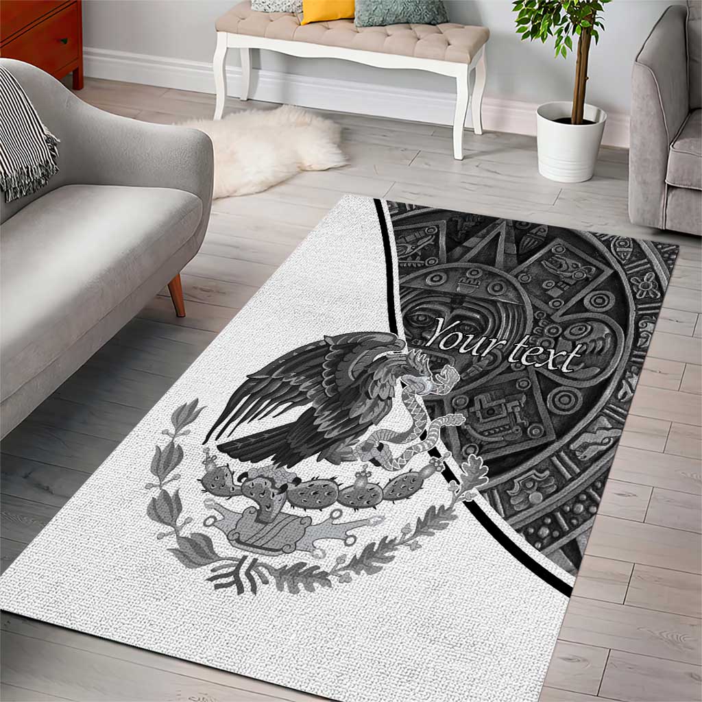 Personalized Mexico Aztec Calendar Area Rug Flag and Coat of Arms