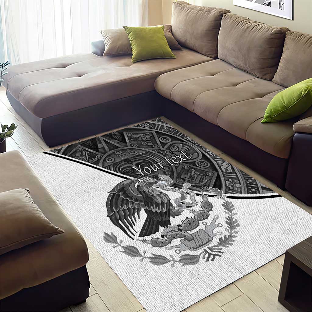 Personalized Mexico Aztec Calendar Area Rug Flag and Coat of Arms