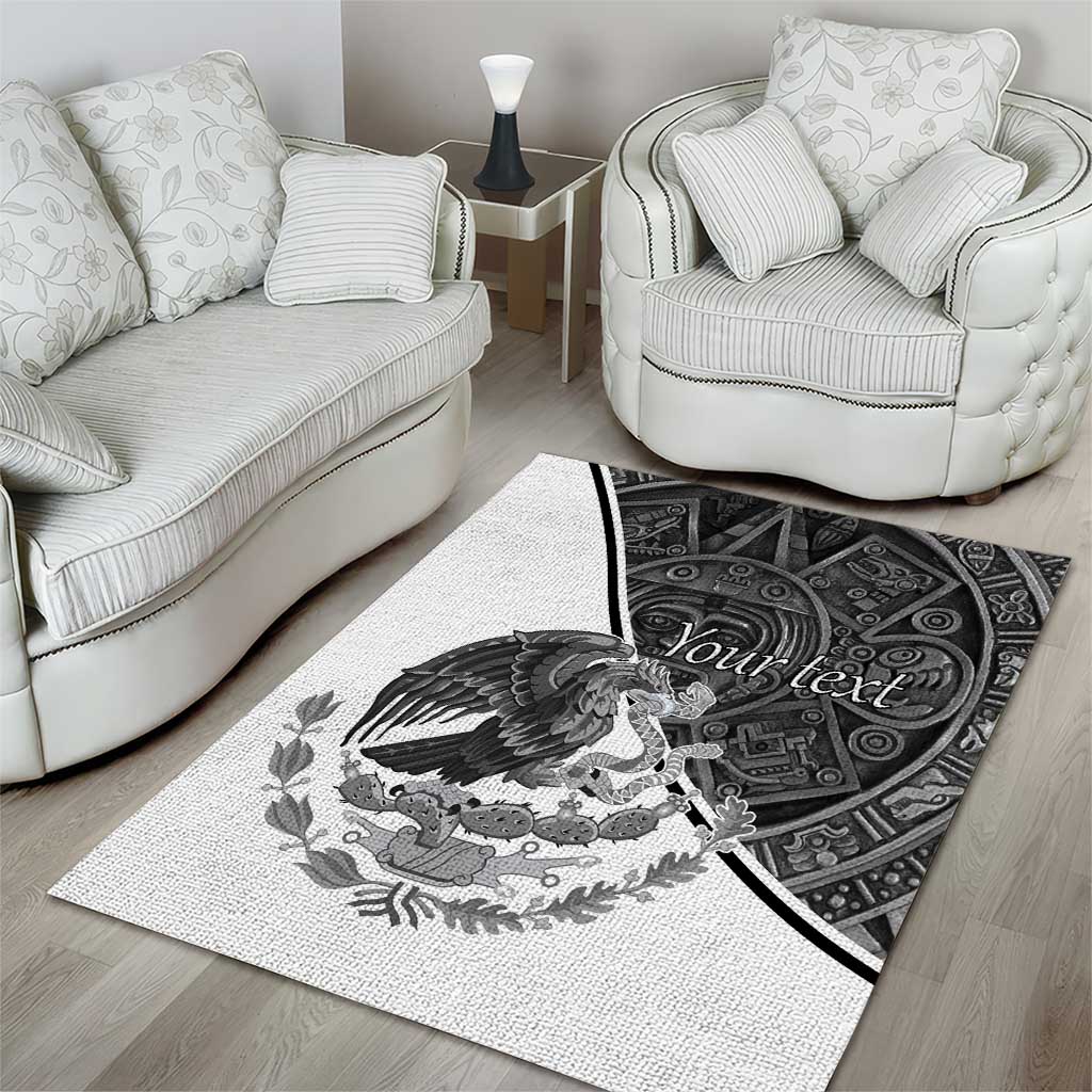 Personalized Mexico Aztec Calendar Area Rug Flag and Coat of Arms