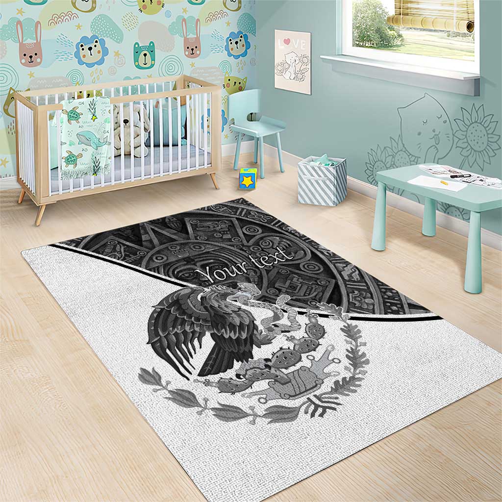 Personalized Mexico Aztec Calendar Area Rug Flag and Coat of Arms