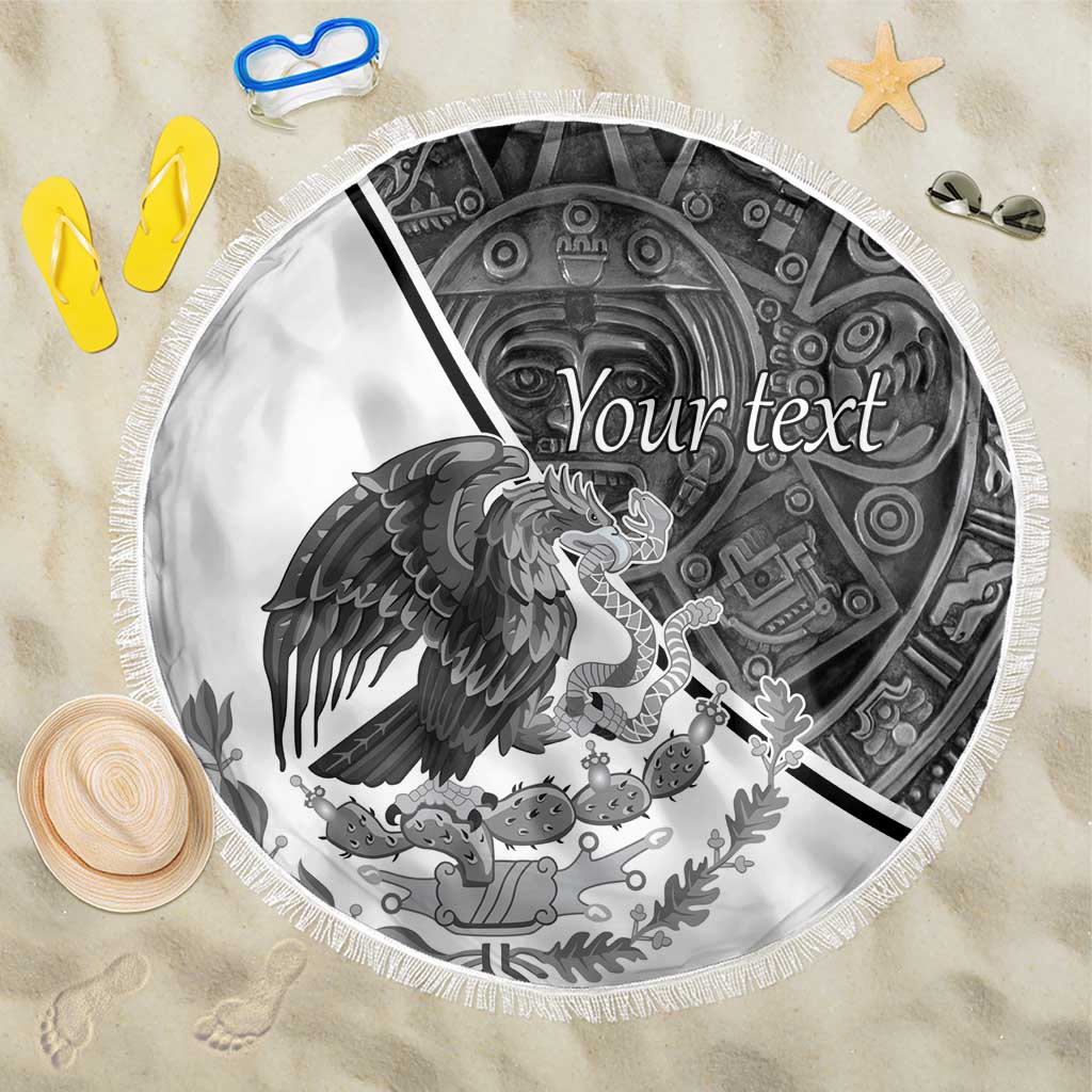 Personalized Mexico Aztec Calendar Beach Blanket Flag and Coat of Arms