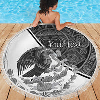 Personalized Mexico Aztec Calendar Beach Blanket Flag and Coat of Arms