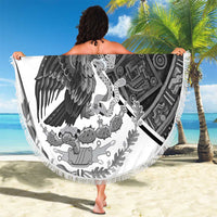 Personalized Mexico Aztec Calendar Beach Blanket Flag and Coat of Arms
