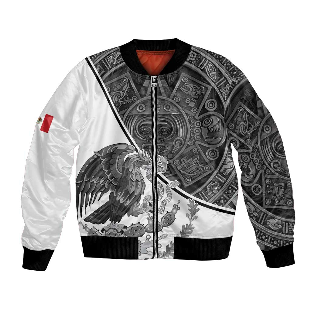 Personalized Mexico Aztec Calendar Bomber Jacket Flag and Coat of Arms