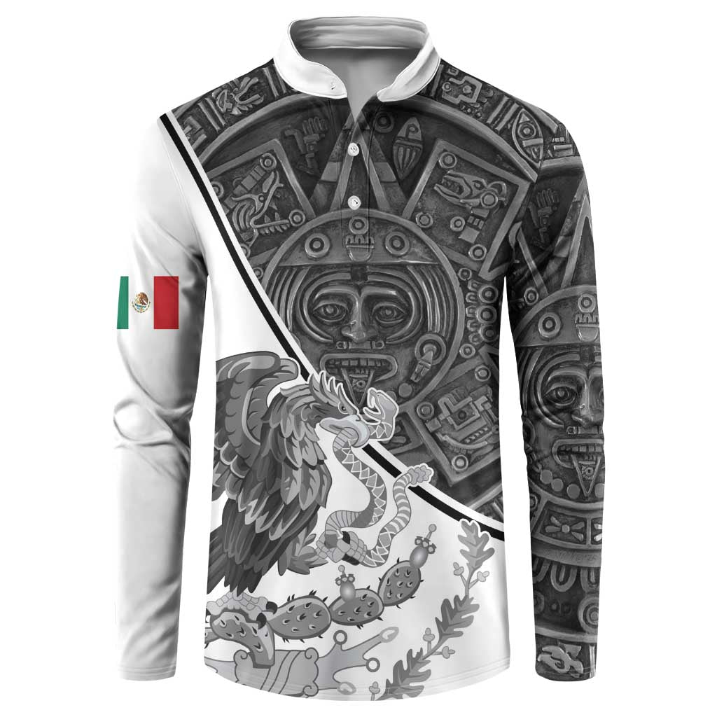 Personalized Mexico Aztec Calendar Button Sweatshirt Flag and Coat of Arms