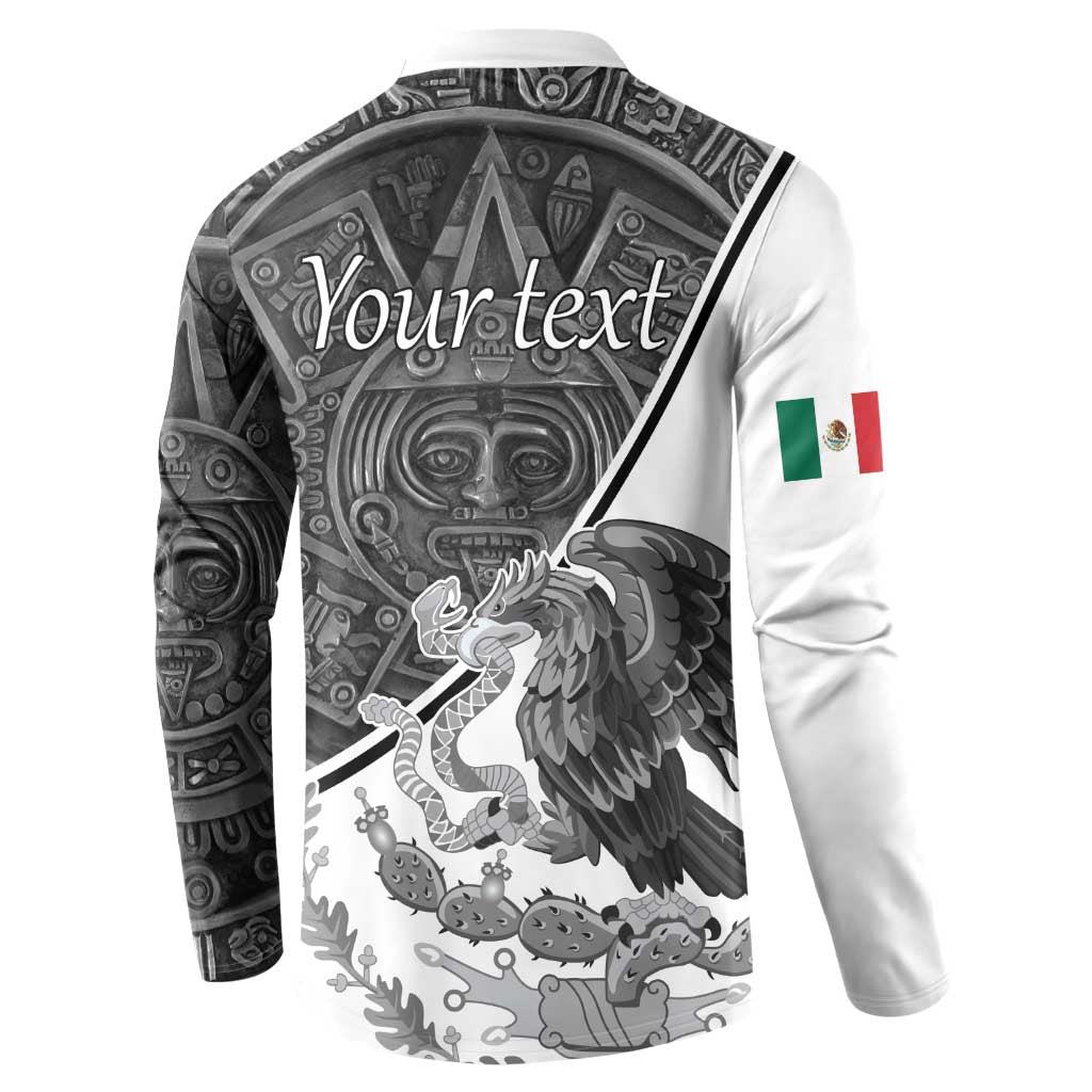 Personalized Mexico Aztec Calendar Button Sweatshirt Flag and Coat of Arms