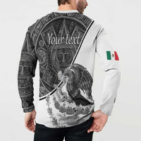 Personalized Mexico Aztec Calendar Button Sweatshirt Flag and Coat of Arms
