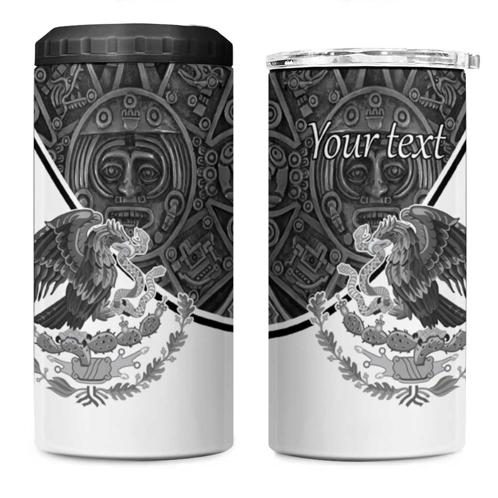 Personalized Mexico Aztec Calendar 4 in 1 Can Cooler Tumbler Flag and Coat of Arms