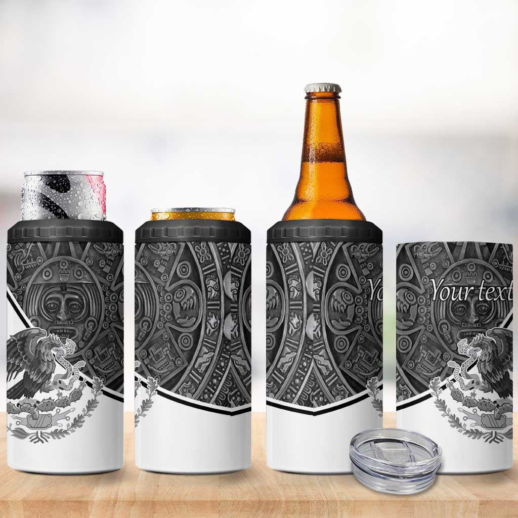 Personalized Mexico Aztec Calendar 4 in 1 Can Cooler Tumbler Flag and Coat of Arms