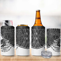 Personalized Mexico Aztec Calendar 4 in 1 Can Cooler Tumbler Flag and Coat of Arms