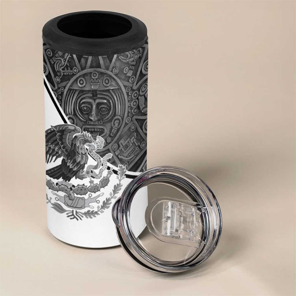 Personalized Mexico Aztec Calendar 4 in 1 Can Cooler Tumbler Flag and Coat of Arms