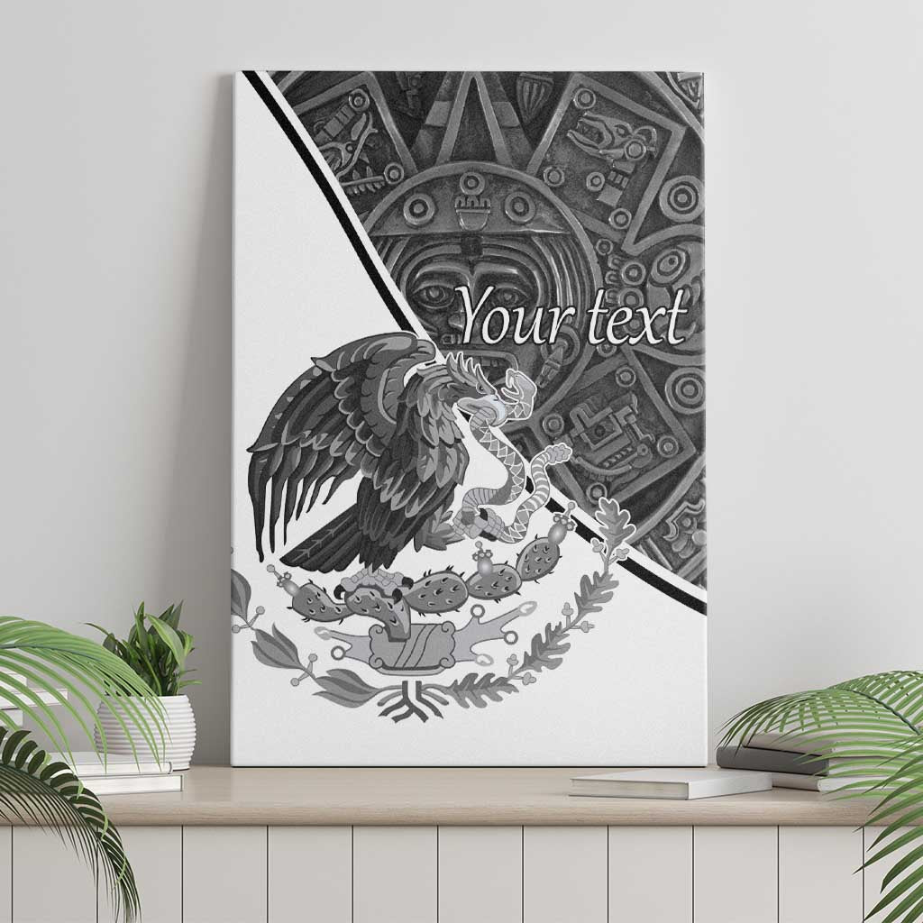 Personalized Mexico Aztec Calendar Canvas Wall Art Flag and Coat of Arms