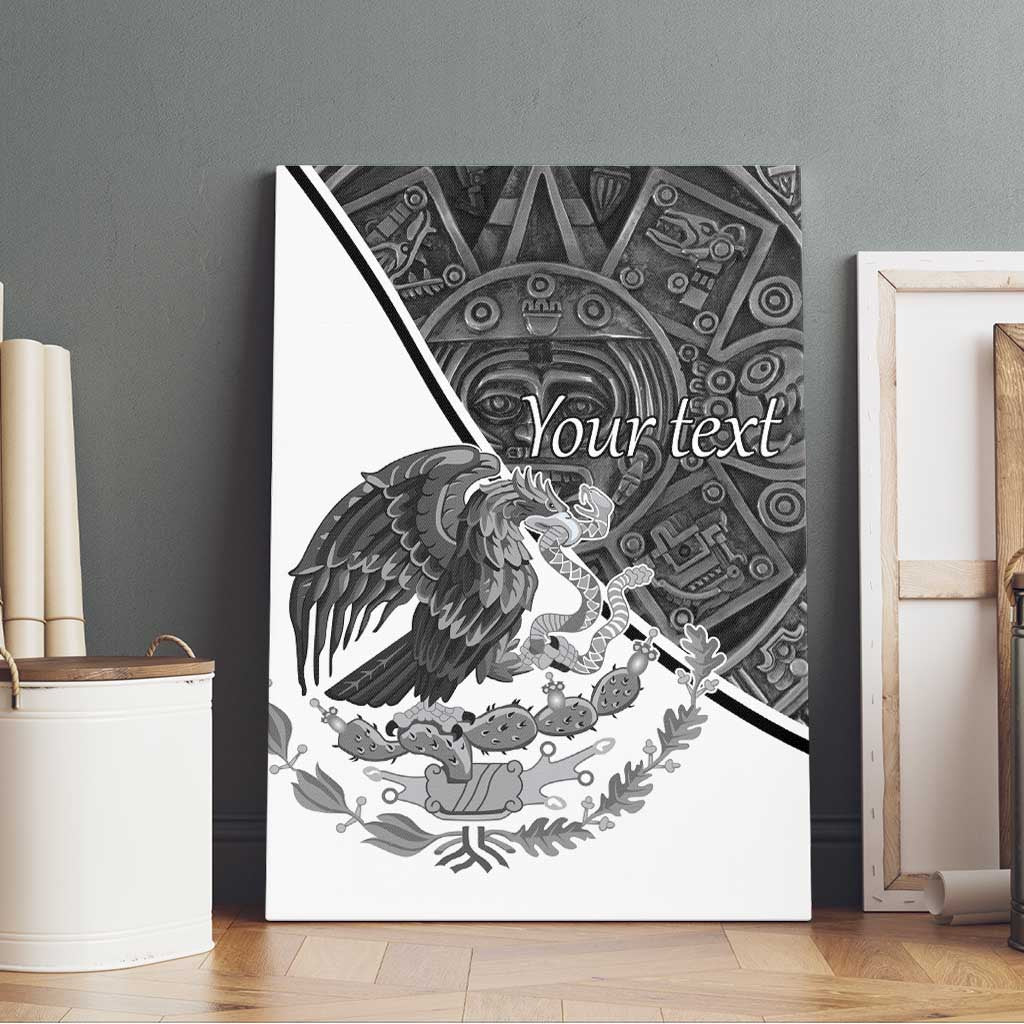 Personalized Mexico Aztec Calendar Canvas Wall Art Flag and Coat of Arms