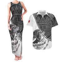 Personalized Mexico Aztec Calendar Couples Matching Tank Maxi Dress and Hawaiian Shirt Flag and Coat of Arms