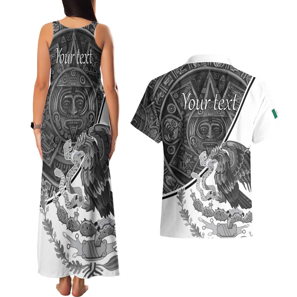 Personalized Mexico Aztec Calendar Couples Matching Tank Maxi Dress and Hawaiian Shirt Flag and Coat of Arms