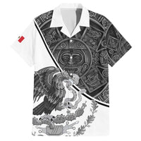 Personalized Mexico Aztec Calendar Family Matching Off The Shoulder Long Sleeve Dress and Hawaiian Shirt Flag and Coat of Arms