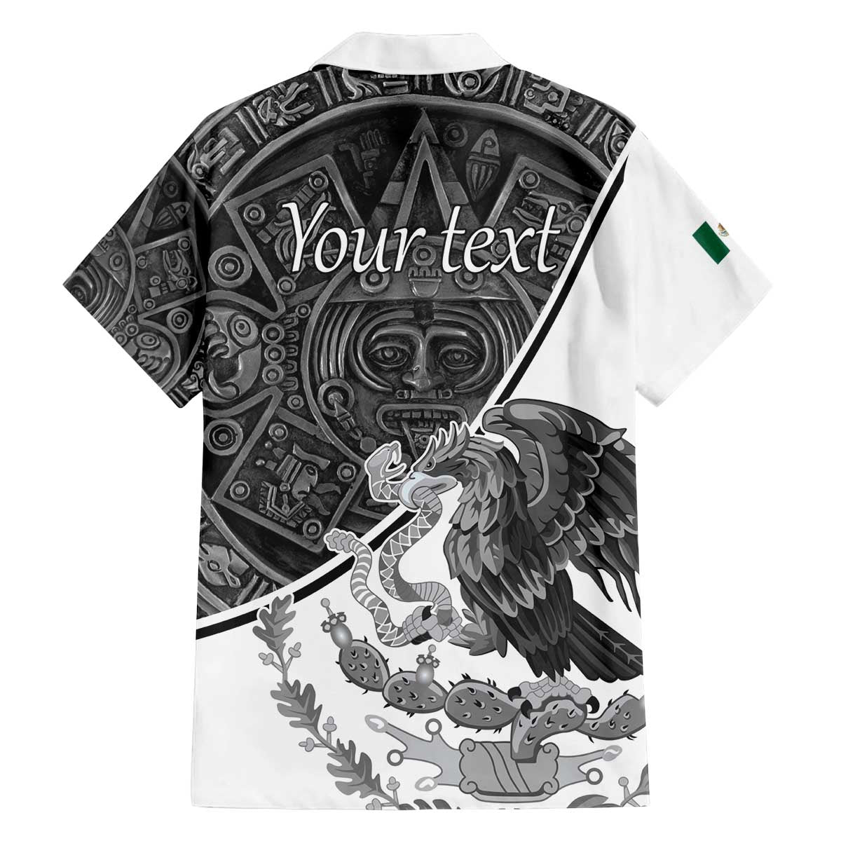 Personalized Mexico Aztec Calendar Family Matching Off The Shoulder Long Sleeve Dress and Hawaiian Shirt Flag and Coat of Arms