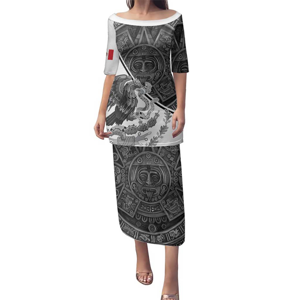 Personalized Mexico Aztec Calendar Family Matching Puletasi and Hawaiian Shirt Flag and Coat of Arms