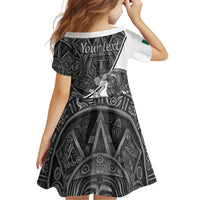 Personalized Mexico Aztec Calendar Family Matching Short Sleeve Bodycon Dress and Hawaiian Shirt Flag and Coat of Arms