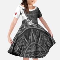 Personalized Mexico Aztec Calendar Kid Short Sleeve Dress Flag and Coat of Arms