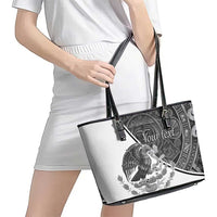Personalized Mexico Aztec Calendar Leather Tote Bag Flag and Coat of Arms