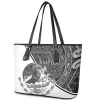 Personalized Mexico Aztec Calendar Leather Tote Bag Flag and Coat of Arms