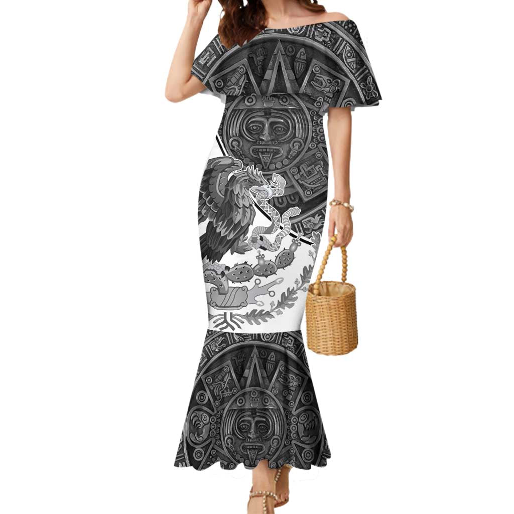 Personalized Mexico Aztec Calendar Mermaid Dress Flag and Coat of Arms