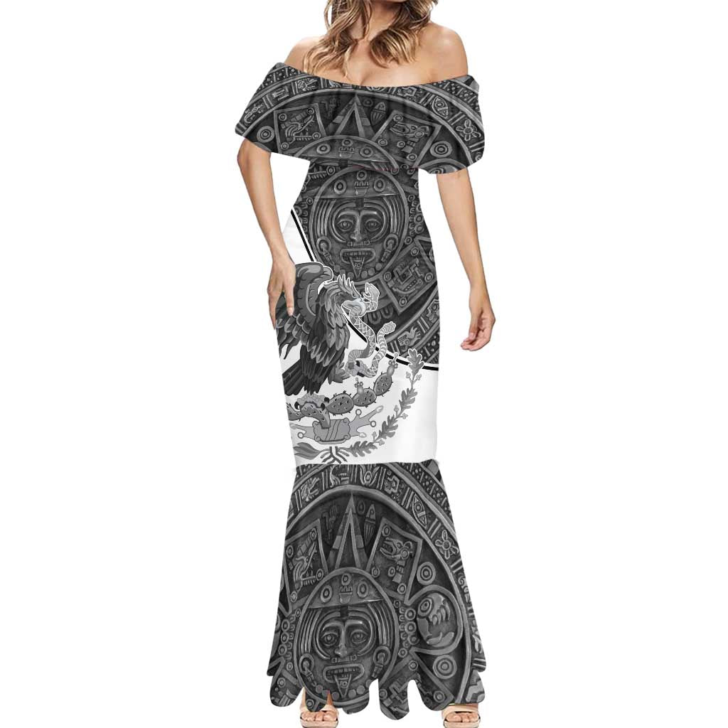 Personalized Mexico Aztec Calendar Mermaid Dress Flag and Coat of Arms
