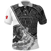 Personalized Mexico Aztec Calendar Polo Shirt Flag and Coat of Arms