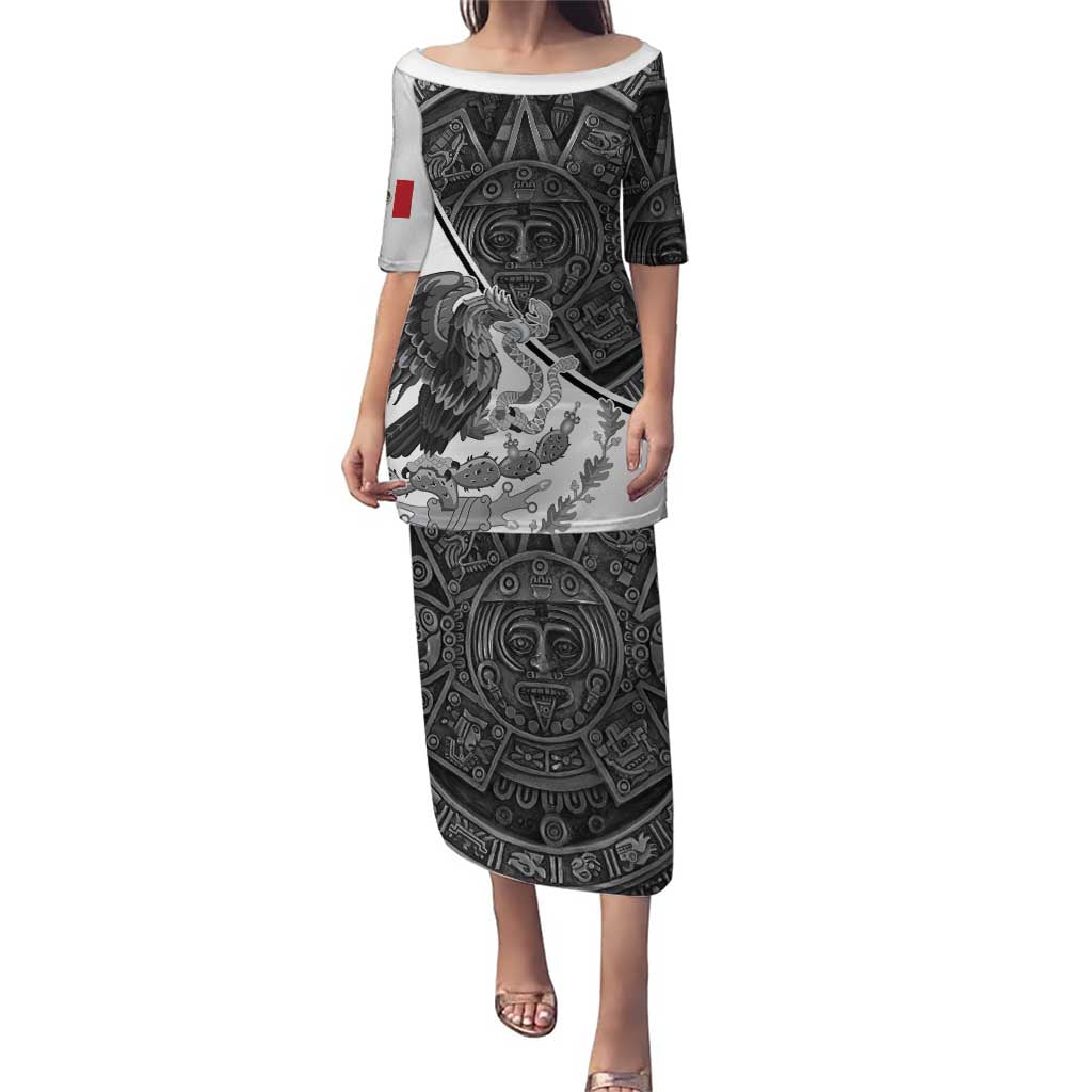 Personalized Mexico Aztec Calendar Puletasi Flag and Coat of Arms