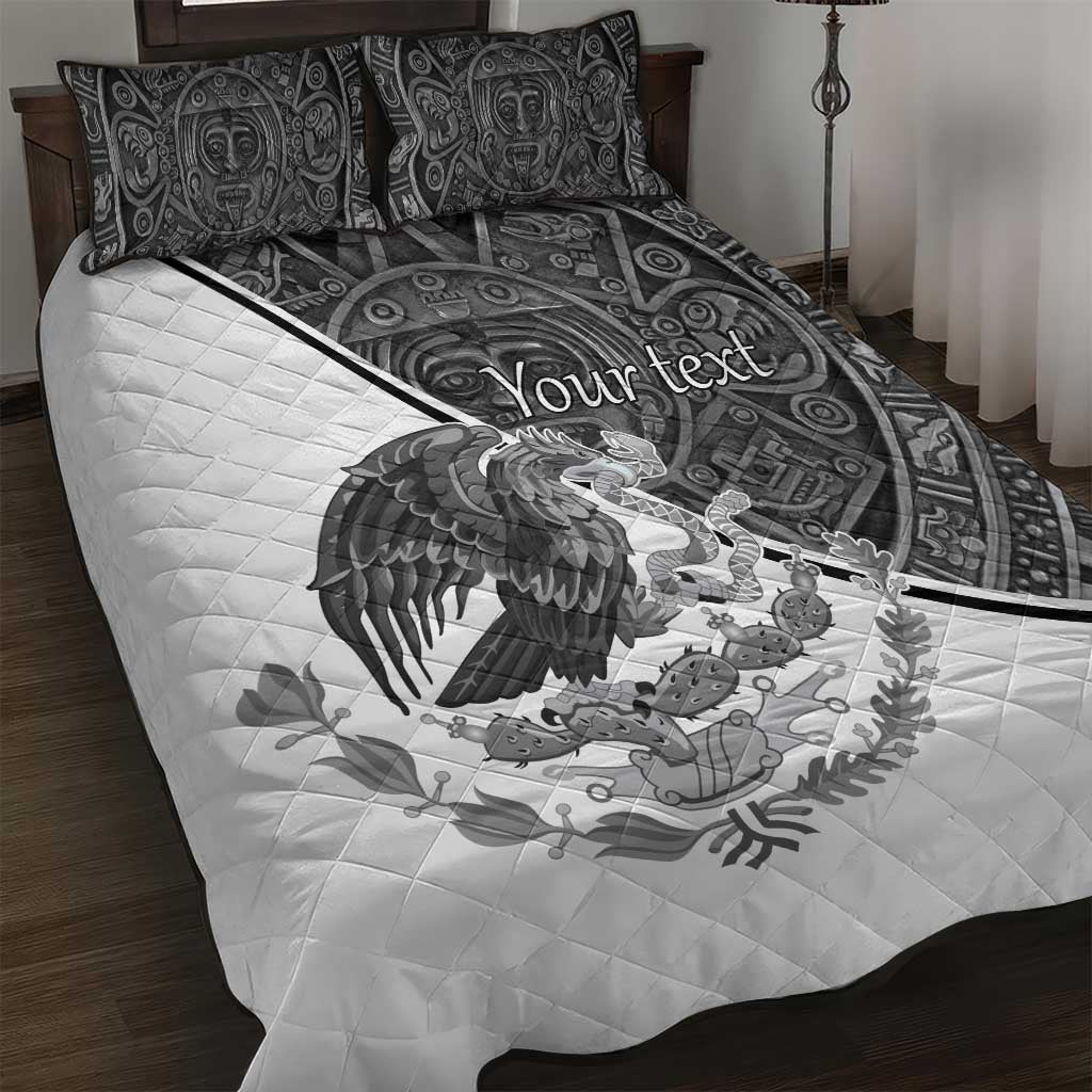 Personalized Mexico Aztec Calendar Quilt Bed Set Flag and Coat of Arms