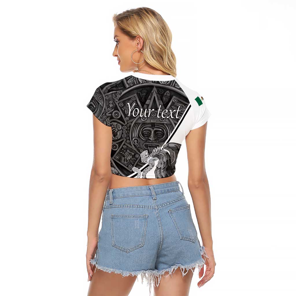 Personalized Mexico Aztec Calendar Raglan Cropped T Shirt Flag and Coat of Arms