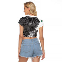 Personalized Mexico Aztec Calendar Raglan Cropped T Shirt Flag and Coat of Arms