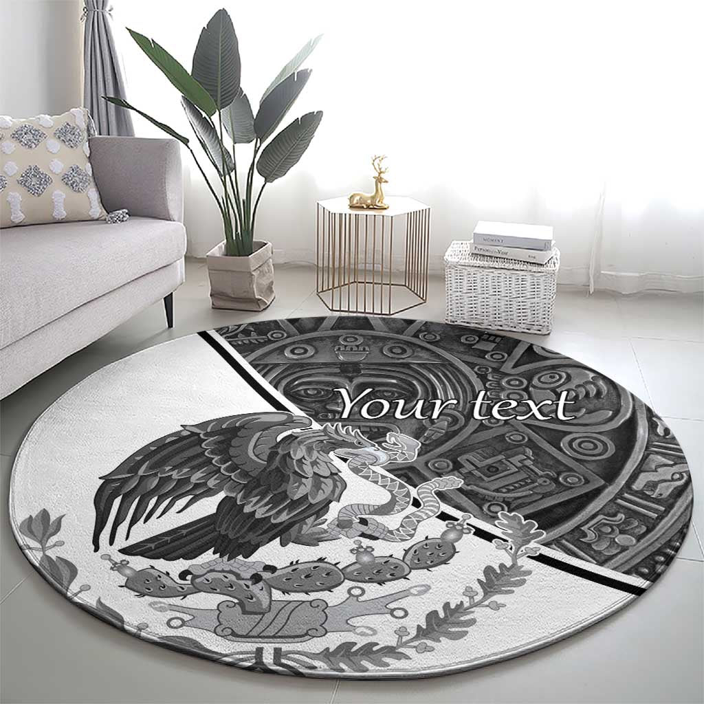 Personalized Mexico Aztec Calendar Round Carpet Flag and Coat of Arms