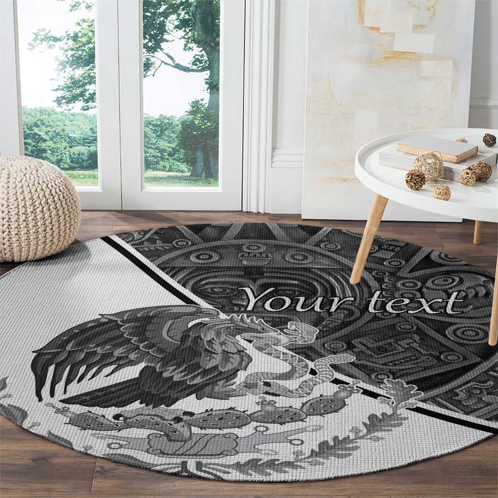 Personalized Mexico Aztec Calendar Round Carpet Flag and Coat of Arms