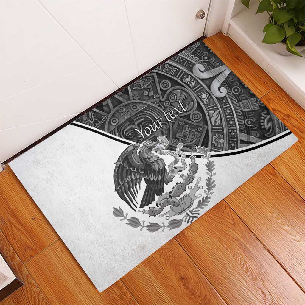 Personalized Mexico Aztec Calendar Rubber Doormat Flag and Coat of Arms