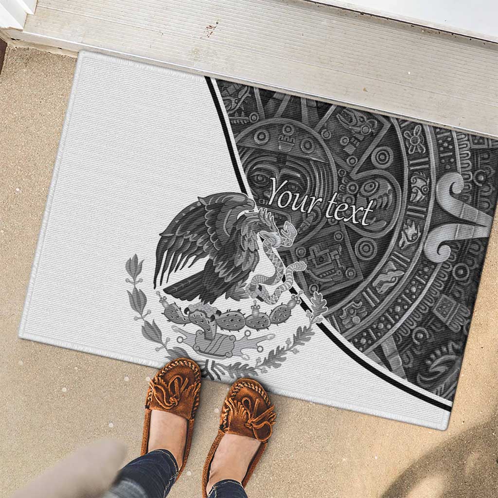 Personalized Mexico Aztec Calendar Rubber Doormat Flag and Coat of Arms