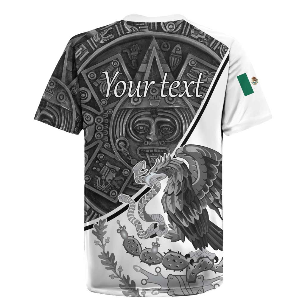 Personalized Mexico Aztec Calendar Rugby Jersey Flag and Coat of Arms