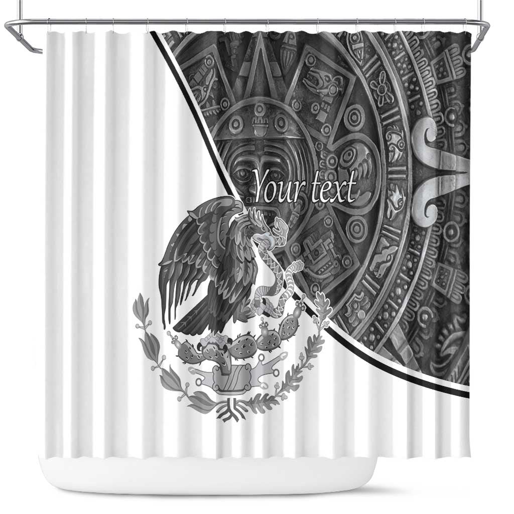 Personalized Mexico Aztec Calendar Shower Curtain Flag and Coat of Arms