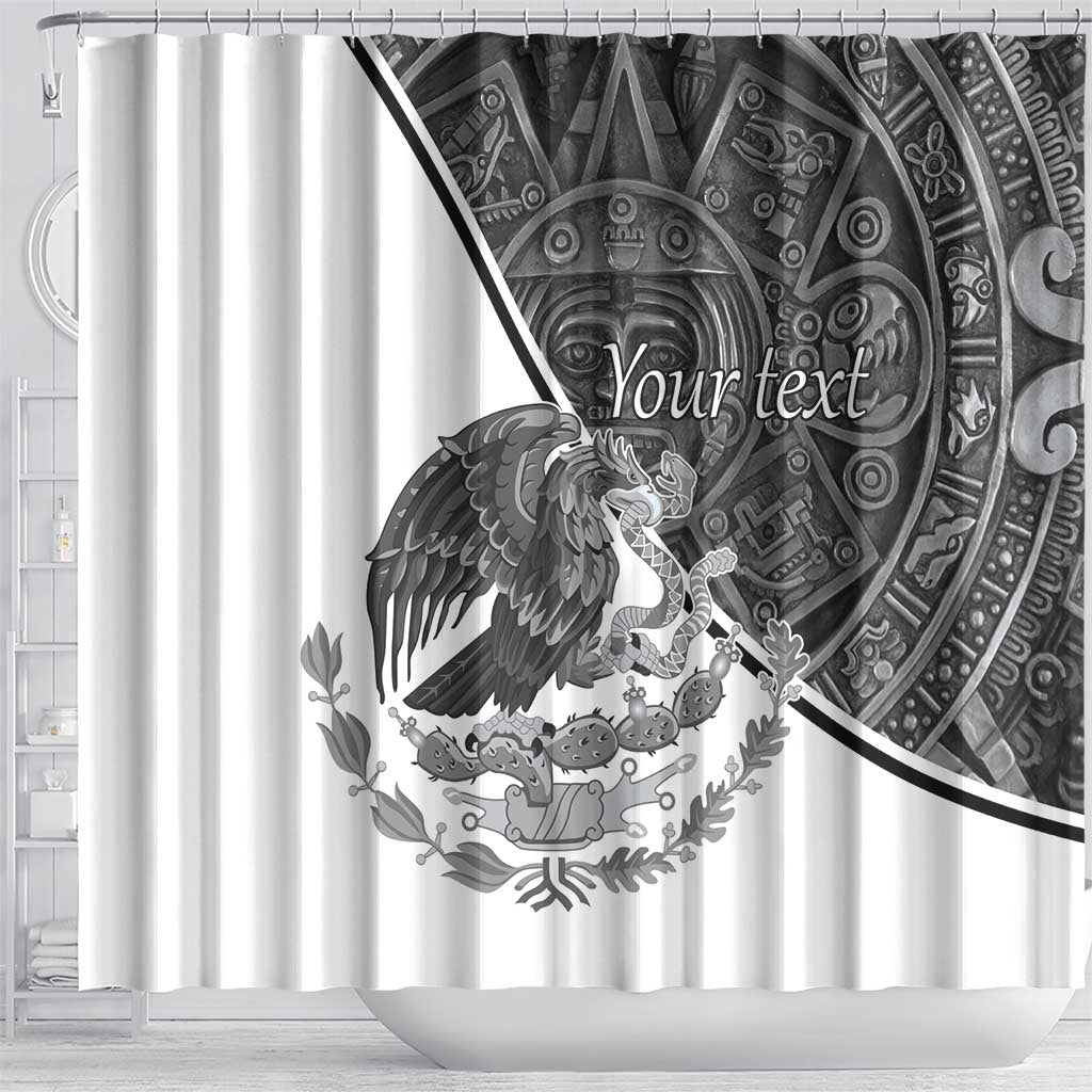 Personalized Mexico Aztec Calendar Shower Curtain Flag and Coat of Arms